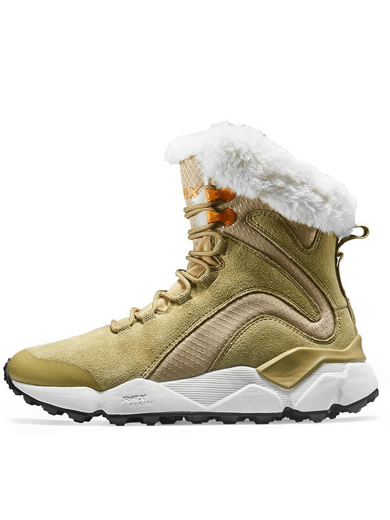 Casual lace-up leather snow boots for women with fur lining, SF0287, featuring waterproof design and plush comfort for outdoor activities.